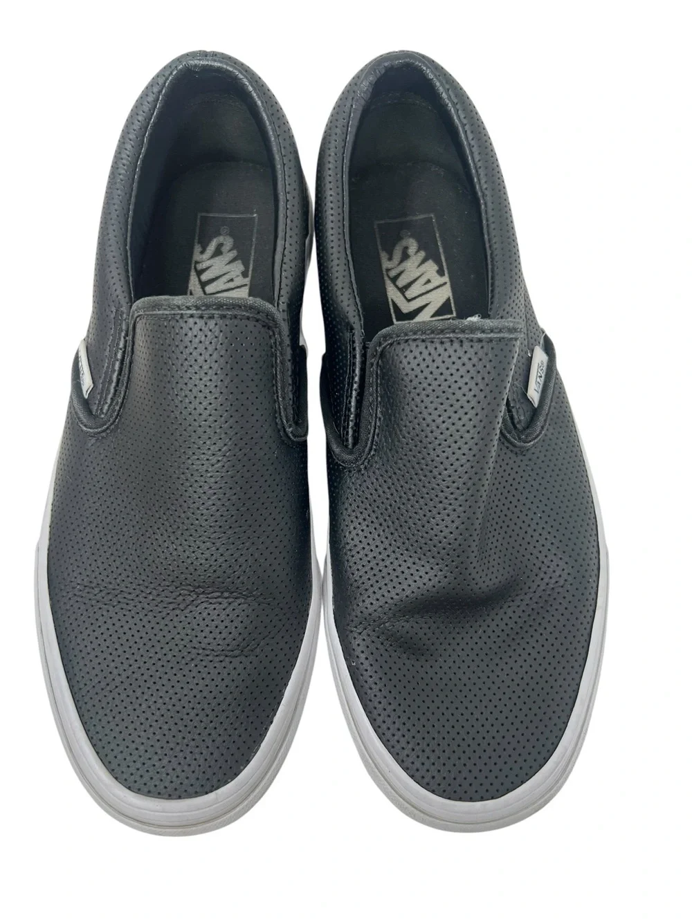 Vans Black Perforated Leather-Look Slip-On Sneakers